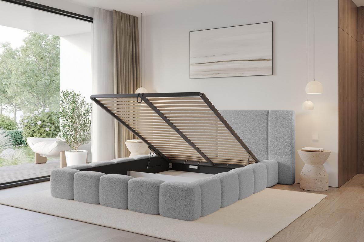 POLSTERBETT mit Bettkasten und Lattenrost, Boxbett ohne Matratze - NILO 120x200 Hellgrau - Taupe, Holzwerkstoff/Textil (120/200cm) - ALTDECOR