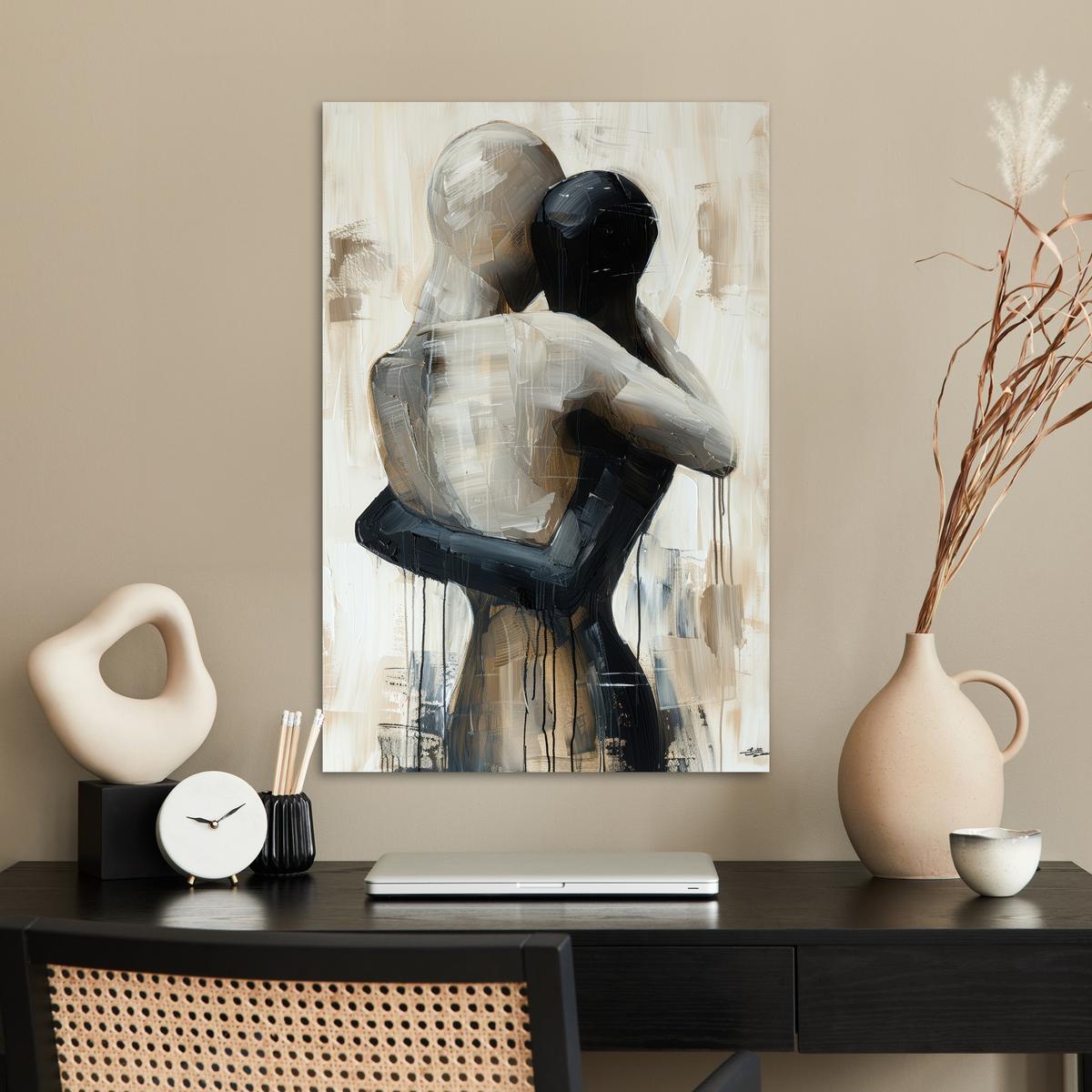 POSTER Abstrakt - Liebe - Schwarz und weiß - Modern Wanddeko 40x60 cm - Schwarz, Papier (40/60/0.1cm) - MuchoWow