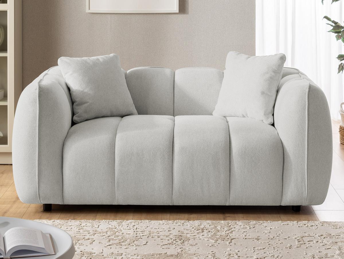 2-SITZER SOFA Nubira in tief gesteppter Bubble-Optik aus weichem Hellgrau Strukturstoff im modernen Design - Hellgrau/Schwarz, Holz/Kunststoff (172/69/89cm) - S-Style Möbel