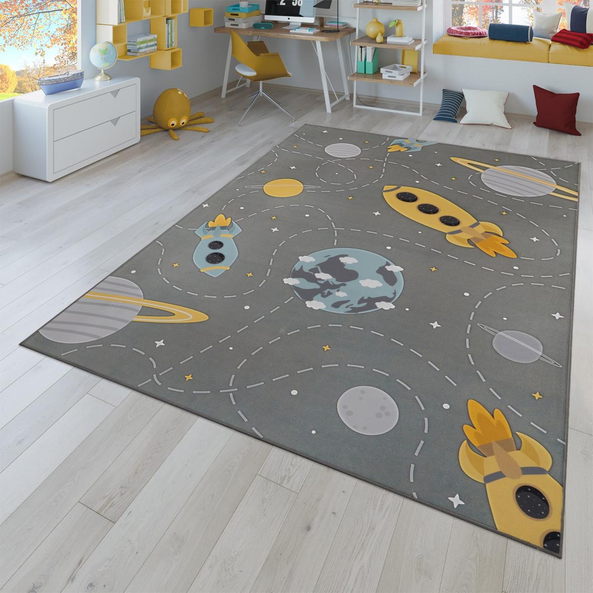 KINDERTEPPICH Sterne Grau 200 x 200 cm - Grau, Kunststoff (200/200cm) - TT Home