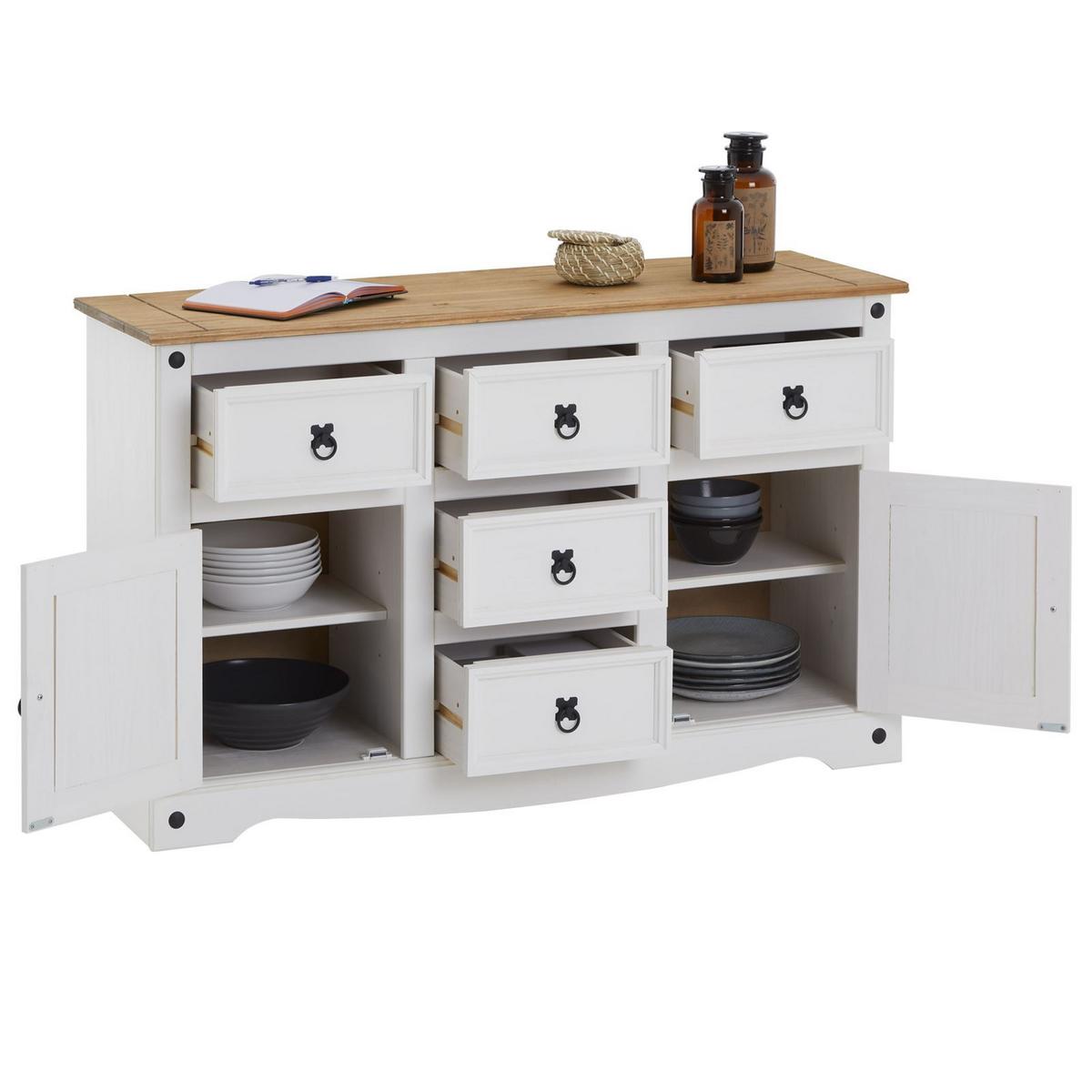 SIDEBOARD CAMPO weiß/braun - Weiß/Braun, Holz (125/76/40cm) - CARO-Möbel