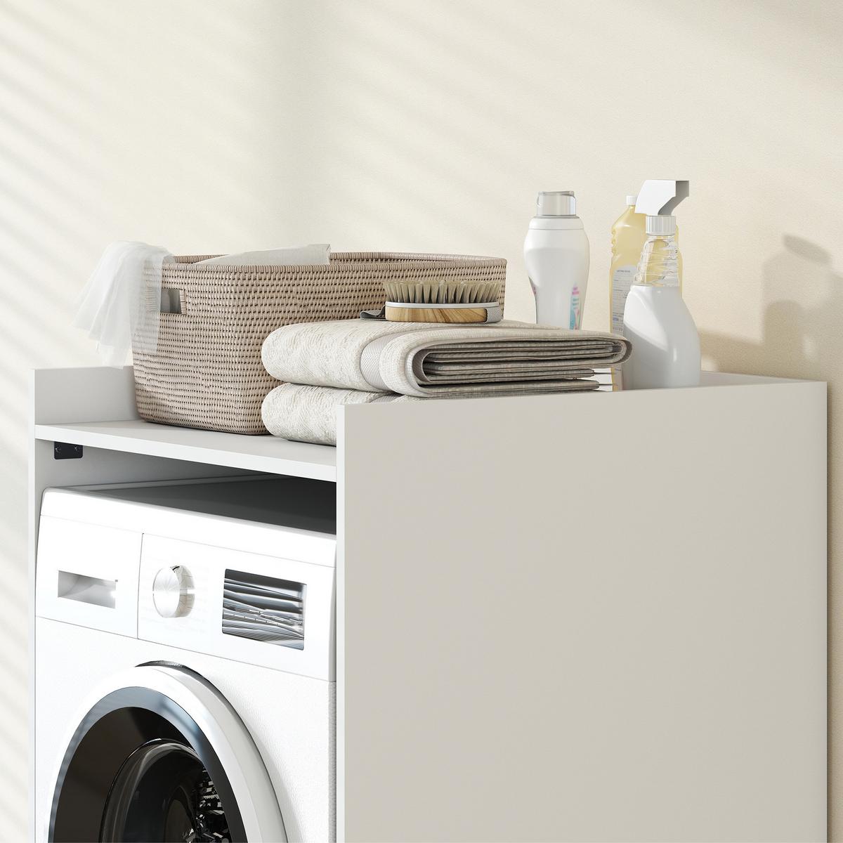 WASCHMASCHINENSCHRANK MDF Weiß - Weiß, Holzwerkstoff (60/97.5/64cm) - HOMCOM