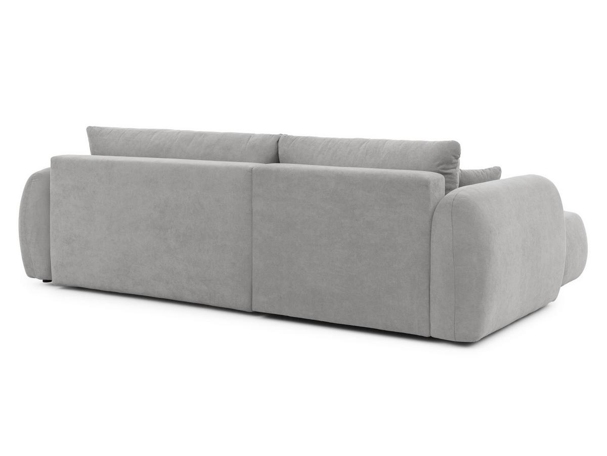 ECKSOFA Loretto aus natürlichem Grau Webstoff mit Schlaffunktion, Bettkasten und tiefen Steppungen in Bubble-Optik - Schwarz/Grau, Holz/Kunststoff (180/275cm) - S-Style