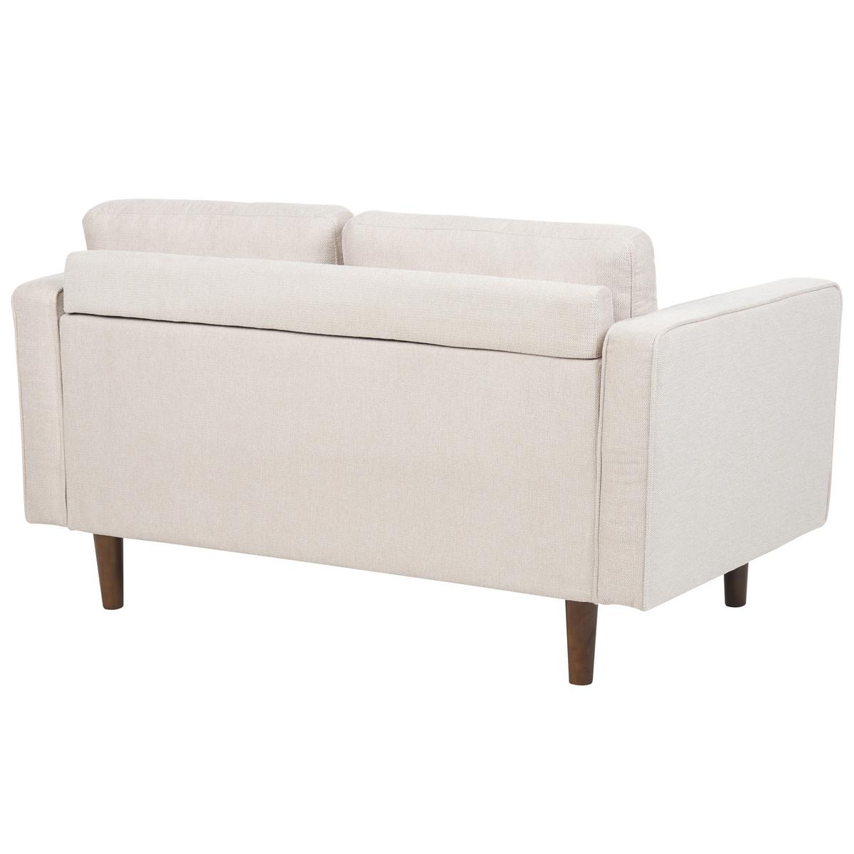 2-SITZER-SOFA Set mit Sessel hellbeige Nurmo - Dunkelbraun/Beige, Textil (74/78/140cm) - Beliani