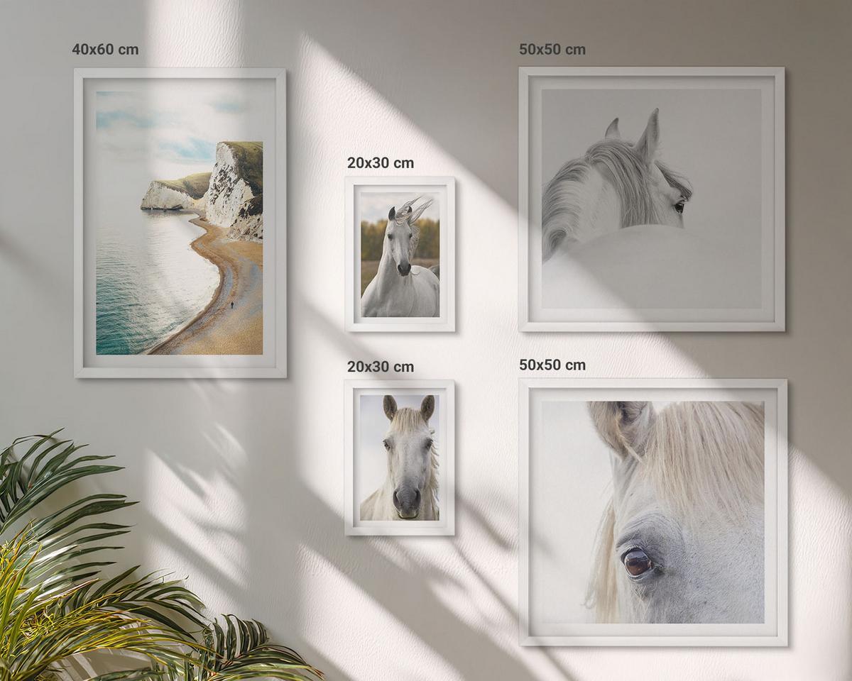 BILDER SET 5er Set - 50x50 cm & 20x30 cm & 40x60 cm Weißer Rahmen - Kontrastierende abstrakte Porträts - Weiß, Kunststoff (40/60cm) - TULUP