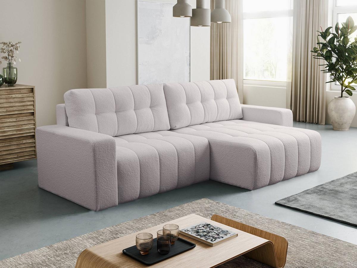 ECKSOFA Masone - Hellrosa/Schwarz, Holz/Kunststoff (245/143cm) - MIRJAN24