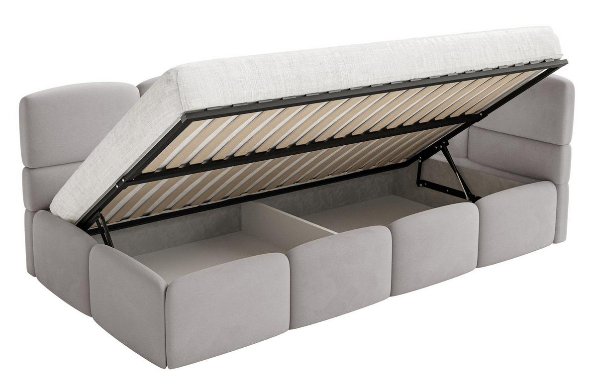 JUGENDBETT Cloudy Hellgrau 120 cm, Easy-Clean-Velours - Hellgrau/Schwarz, Kunststoff/Textil (120/200cm) - Selsey
