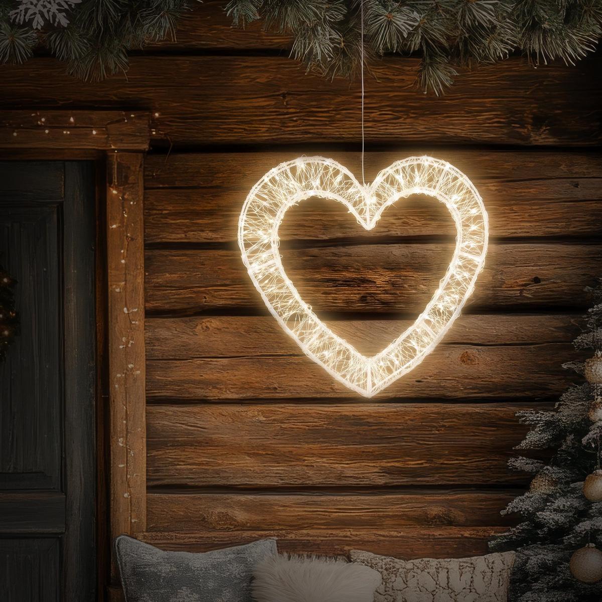LED DEKO HERZ Weihnachten 720 LED Warmweiß Weihnachtsdeko 49,5x46 cm Innen/Außen - Weiß, Kunststoff (49.5/46/5.5cm) - ECD-Germany