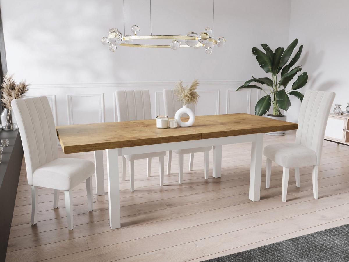 ESSTISCH Avena rechteckig ausziehbar, Lancelot Eiche 120/80/78 - Eichefarben/Weiß, Holz/Holzwerkstoff (80/160/78cm) - WFL GROUP