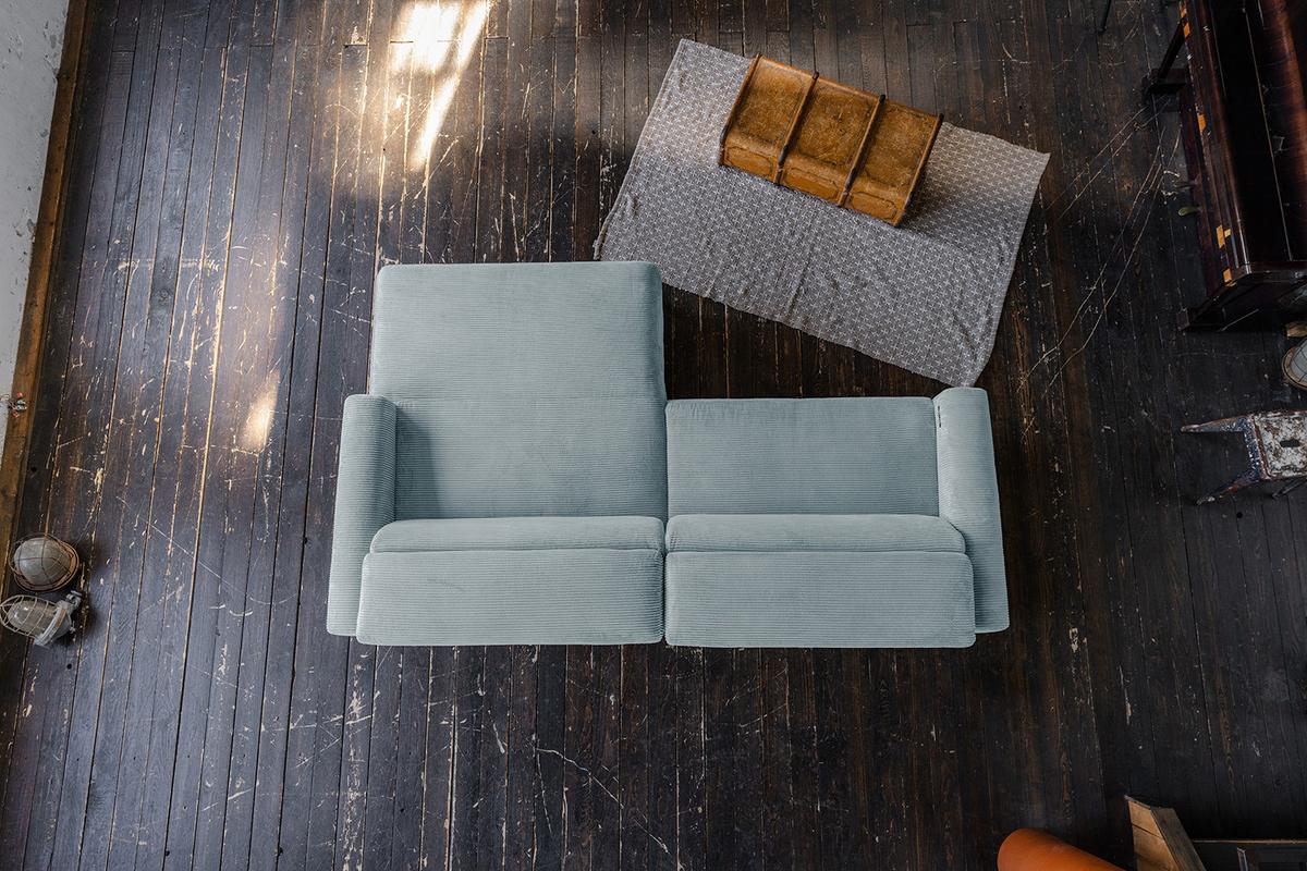 ECKSOFA LAISKA Hellblau Cord - Schwarz/Hellblau, Textil/Metall (282/177cm) - KAWOLA