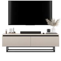 TV-SCHRANK Selene Kaschmir Matt mit Metallrahmen 140 cm - Kaschmir/Schwarz, Holzwerkstoff/Metall (140/44/35cm) - Meble Lindner