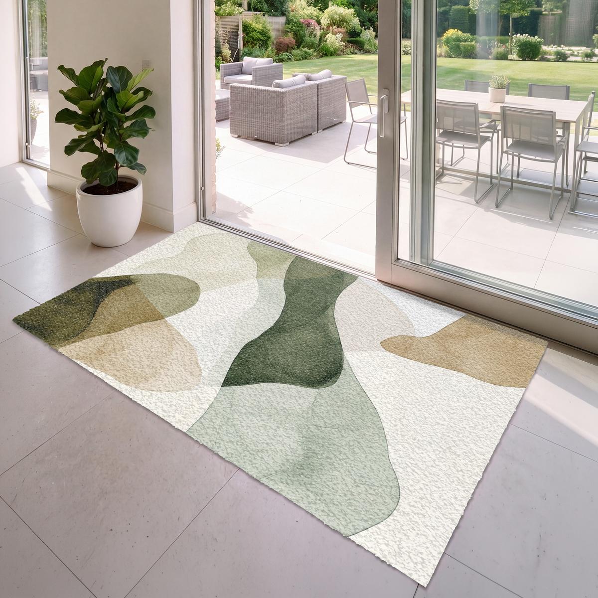 FUSSMATTE Japandi - Abstrakt - Grün Schmutzfangmatte 180x120 cm - Multicolor, Kunststoff (180/0.4cm) - MuchoWow