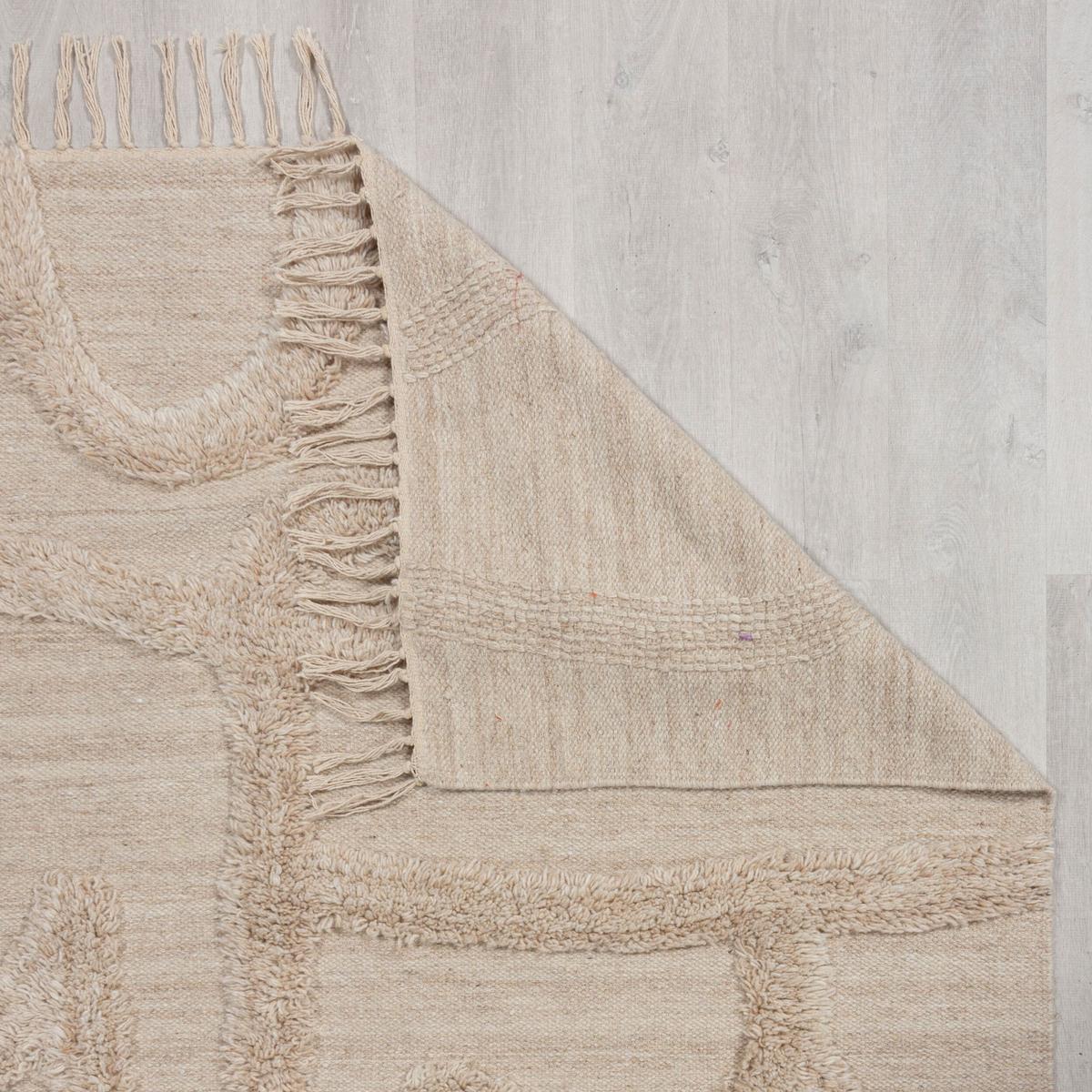 WOLLTEPPICH FOWEY, abstrakt, Natur-Beige, 120 x 170 cm - Beige, Textil (120/170cm) - KADIMA DESIGN