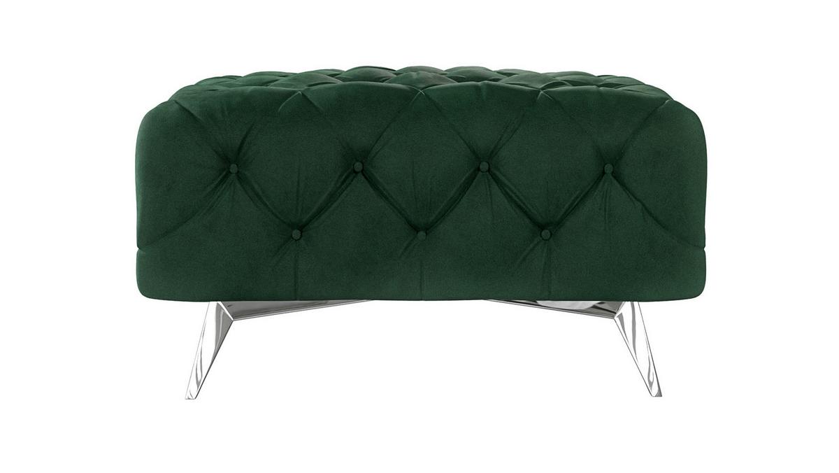 HOCKER Chesterfield Laura Flasche Grün Samt - Smaragdgrün/Silberfarben, Holz/Textil (80/45/80cm) - S-Style Möbel