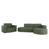 SOFASET Palma In Scala - Grün, Holzwerkstoff/Textil (236/78/165cm) - Fun Möbel