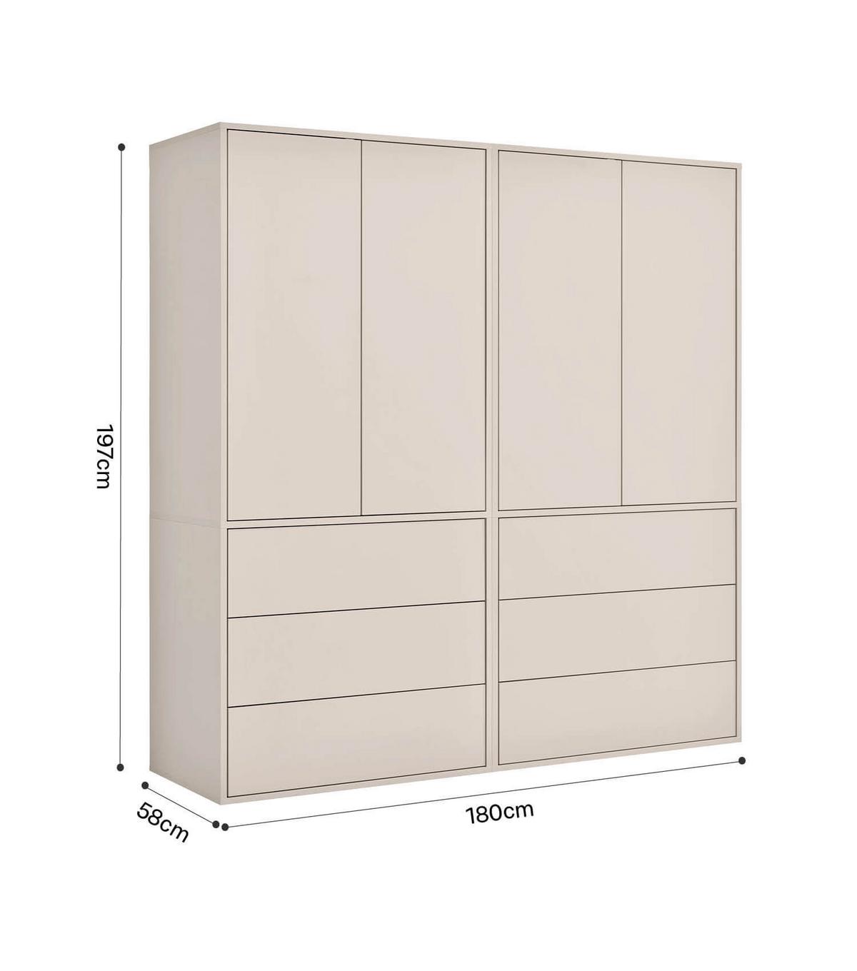 KLEIDERSCHRANK Robe - Beige, Holzwerkstoff (180/197/58cm) - Mokebo