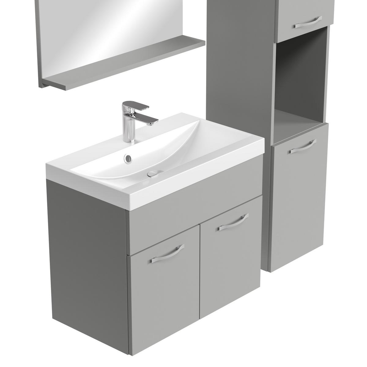 BADMÖBEL-SET Montreal 5 Teile Grau Matt - 60 x 35 x 51 cm - Grau, Holz (60/51/35cm) - Badplaats