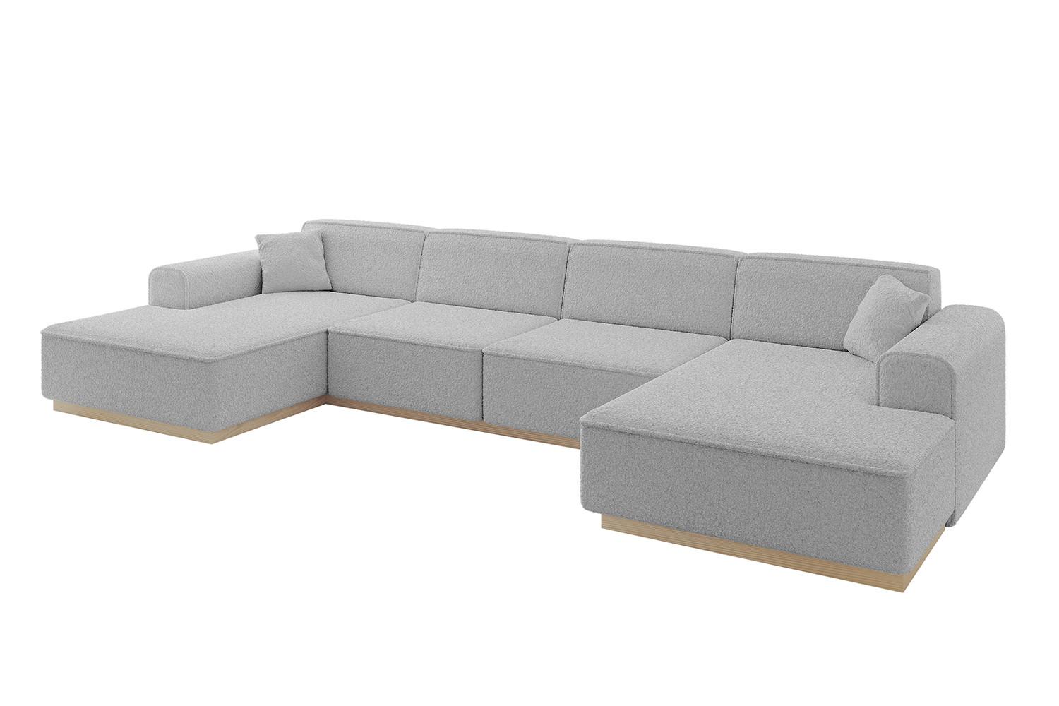 WOHNLANDSCHAFT IREA-U2 - 386x165x80 cm Hellgrau - Hellgrau, Holzwerkstoff/Textil (386/80/165cm) - ALTDECOR