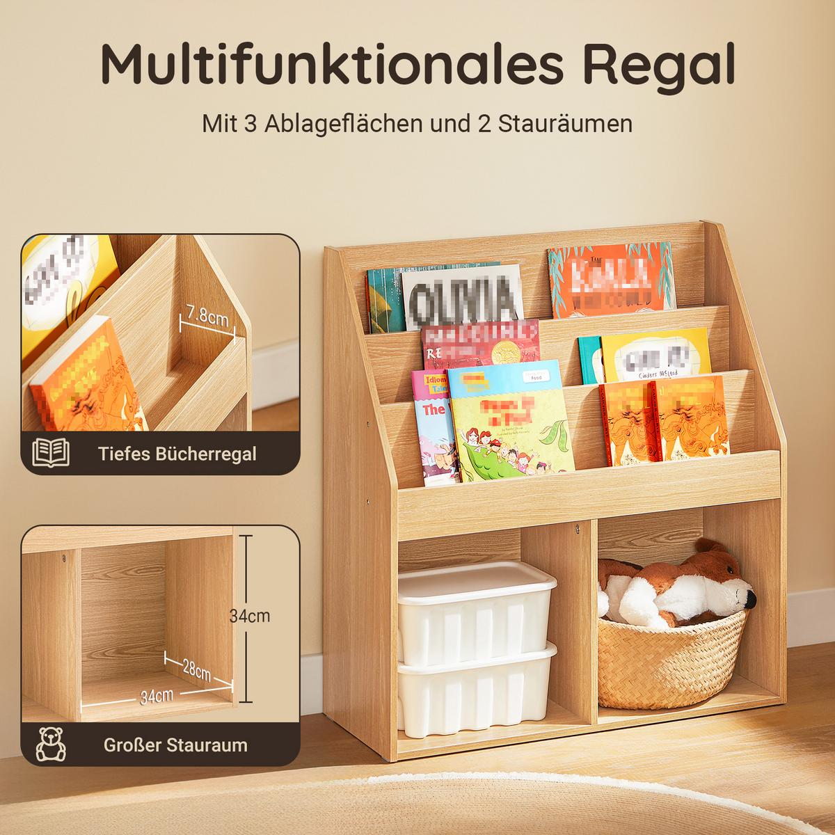 KINDERREGAL Natur - Naturfarben, Holzwerkstoff (73/80/30cm) - SoBuy