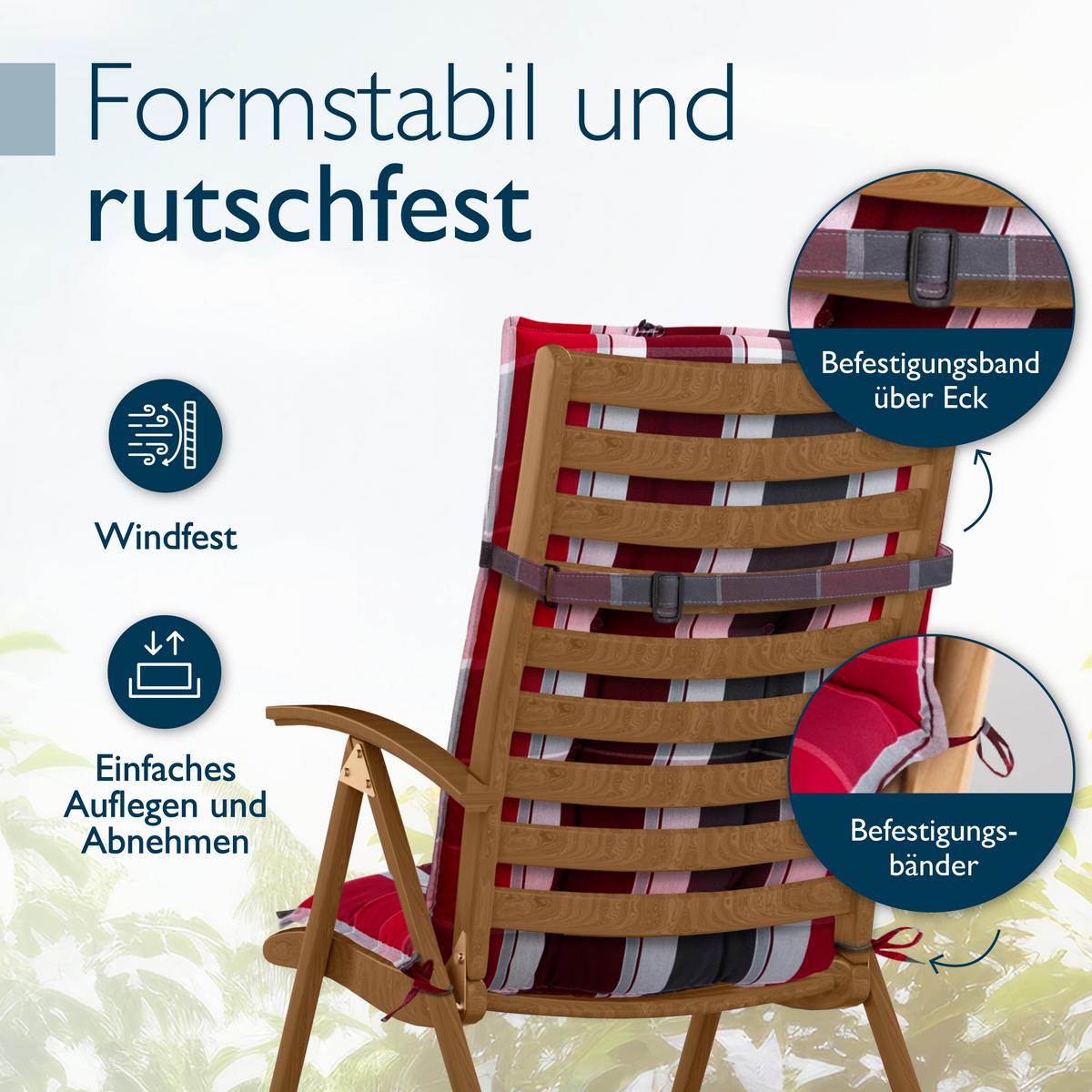 HOCHLEHNER Sun-HL 119x50x8cm Rot-Gestreift (6tlg) - Rot, Textil (50/120cm) - Beautissu 