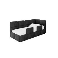 EINZELLBETT Jugendbett mit Bettkasten, Links - KIVY 90x200 Schwarz - Schwarz, Holzwerkstoff/Textil (90/200cm) - ALTDECOR