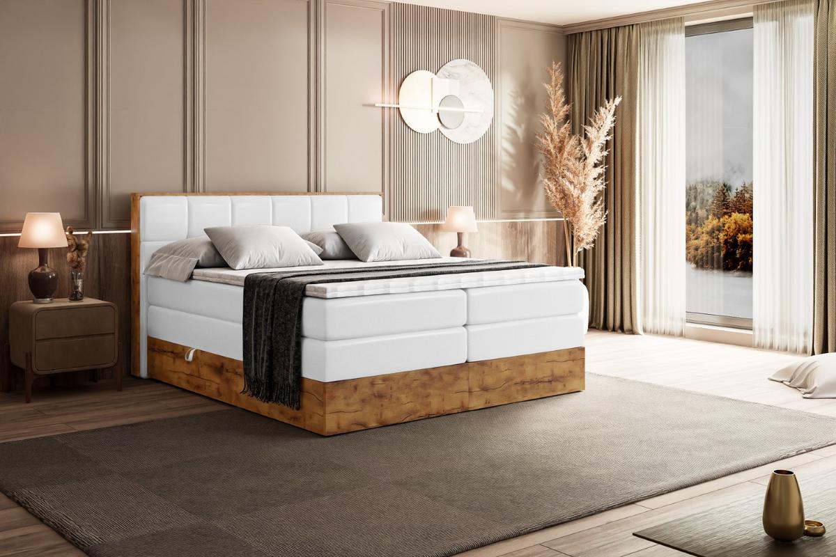 BOXSPRINGBETT mit Matratze H3|H4 und Lattenrost - LOLLI7 KING-120x200 - Weiß - Weiß, Holzwerkstoff (120/200cm) - ALTDECOR
