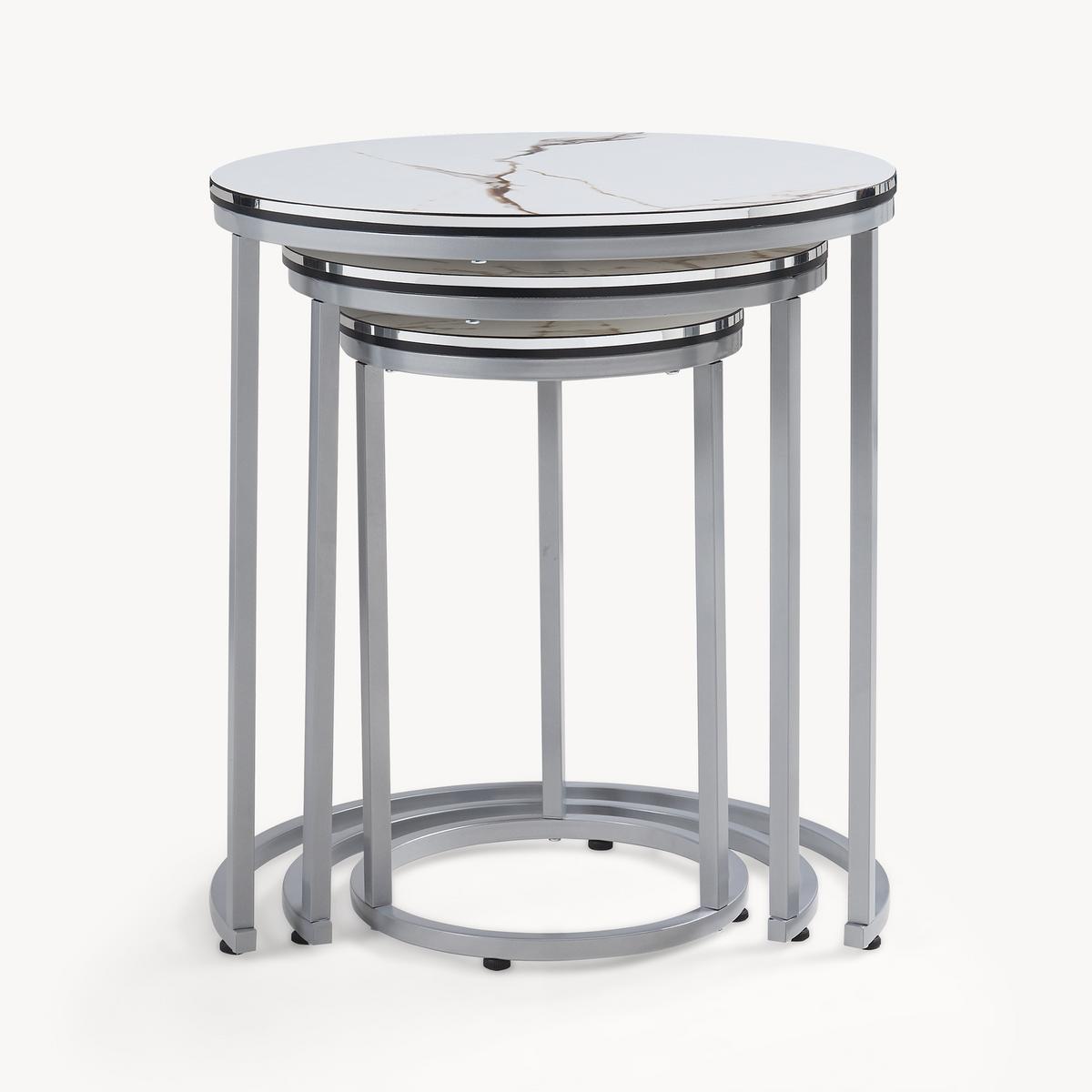 SATZTISCH Bornholm 50/50/55 - Weiß, Holzwerkstoff (50/50/55cm) - [en.casa]