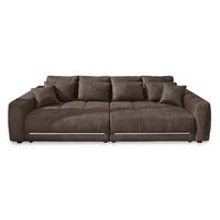 BIG-SOFA Federkern B294/T136/H86 cm, RGB-LED-Beleuchtung mit Fernbedienung, Mikrofaserstoff in Braun / 15417 - Schwarz/Braun, Kunststoff/Textil (294/86/136cm) - luma-home