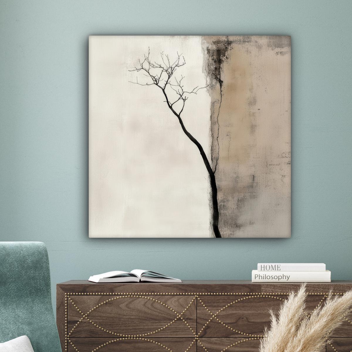 LEINWANDBILD Wabi sabi - Pflanze - Beige Deko Groß 90x90 cm - Taupe, Textil (90/90cm) - MuchoWow
