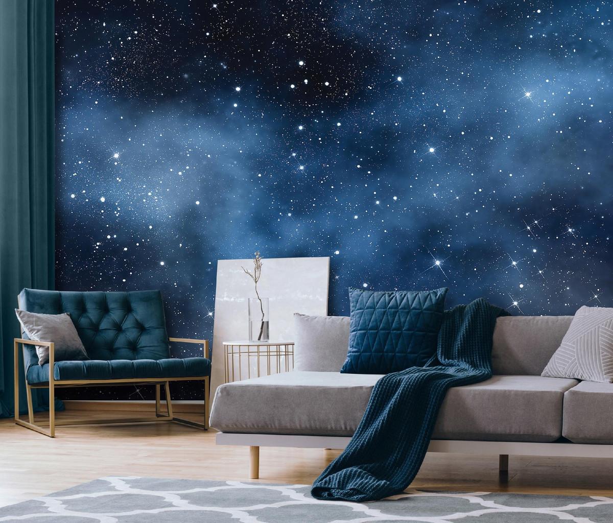 FOTOTAPETE Kosmos Sterne Blau 350x250 cm - Multicolor, Papier (350/250cm) - Wallarena