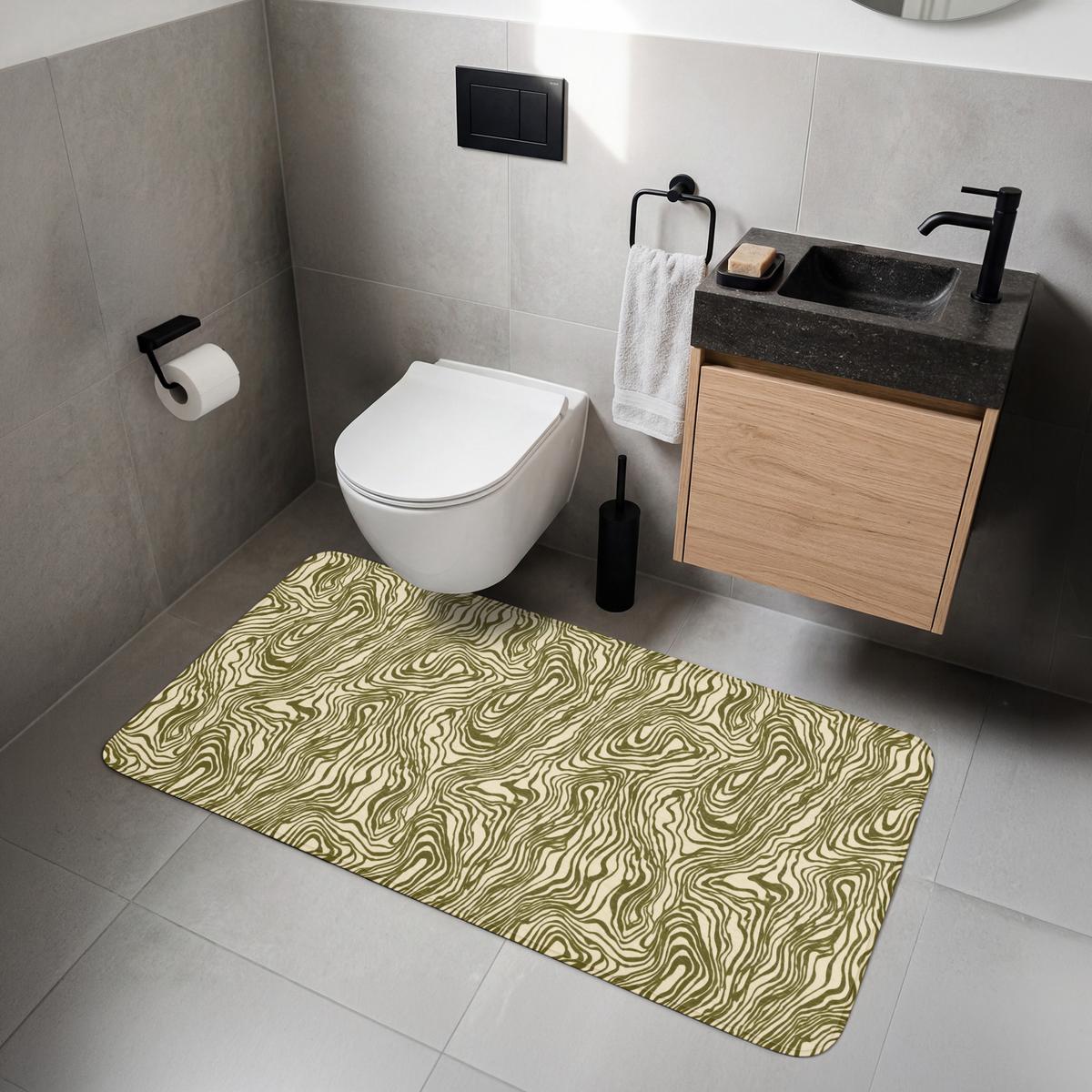 WC-VORLEGER Abstrakt - Marmor - Grün WC Teppich 120x60 cm - Dunkelgrün, Textil (120/1cm) - OnlyWow