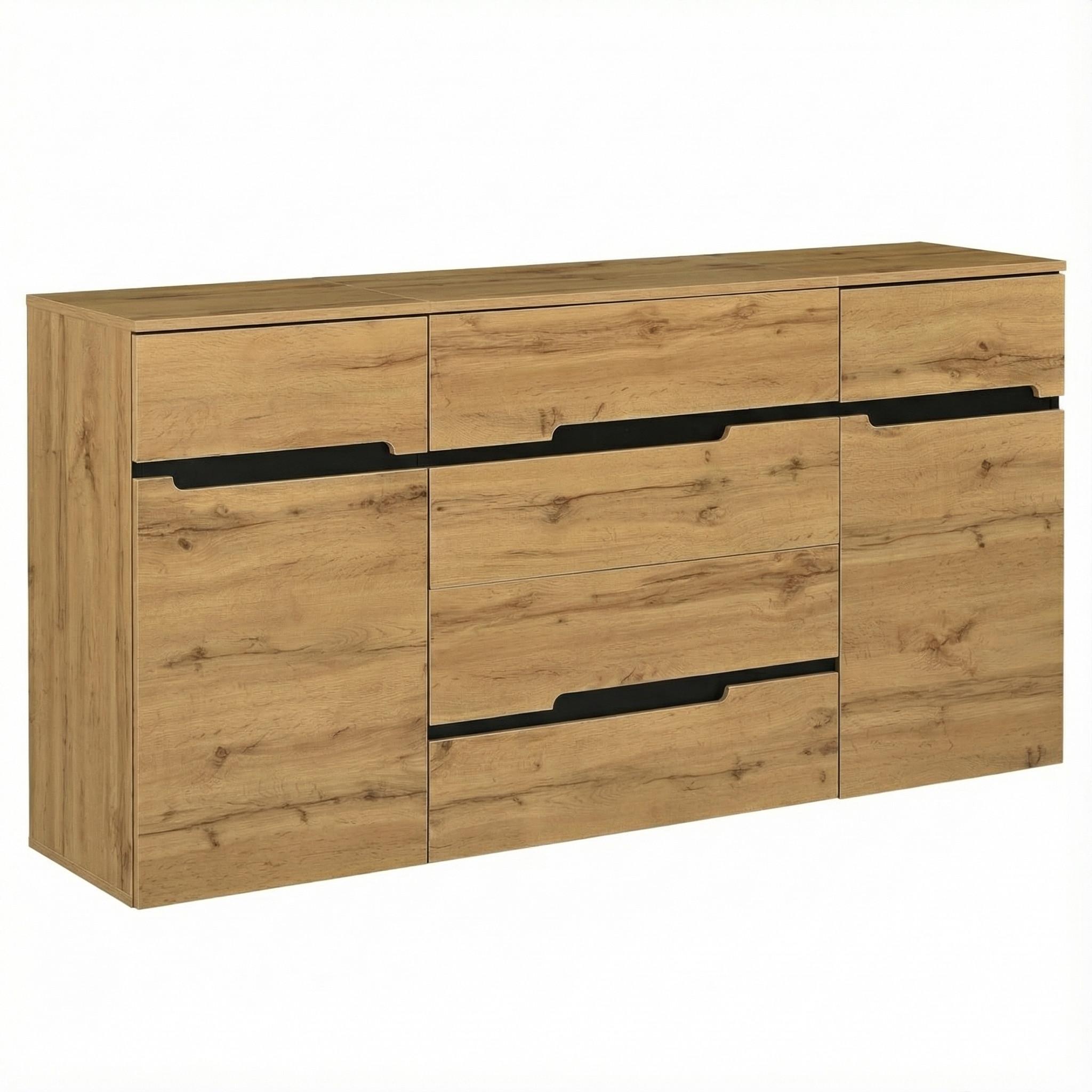 SIDEBOARD 160x80 cm in Holzoptik & Schwarz - Sonoma Eiche, Holzwerkstoff (160/80/40cm) - Urban Meuble