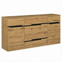 SIDEBOARD 160x80 cm in Holzoptik & Schwarz - Sonoma Eiche, Holzwerkstoff (160/80/40cm) - Urban Meuble