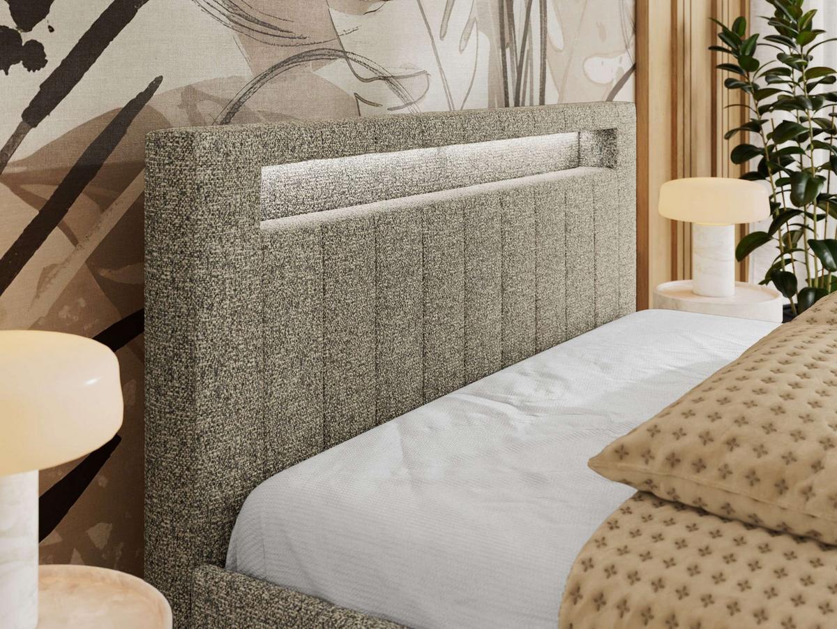 POLSTERBETT GOLD 5 CLASSIC 140/200 - Grau Strukture - Pocket-Matratze - Grau, Textil (140/200cm) - MKS