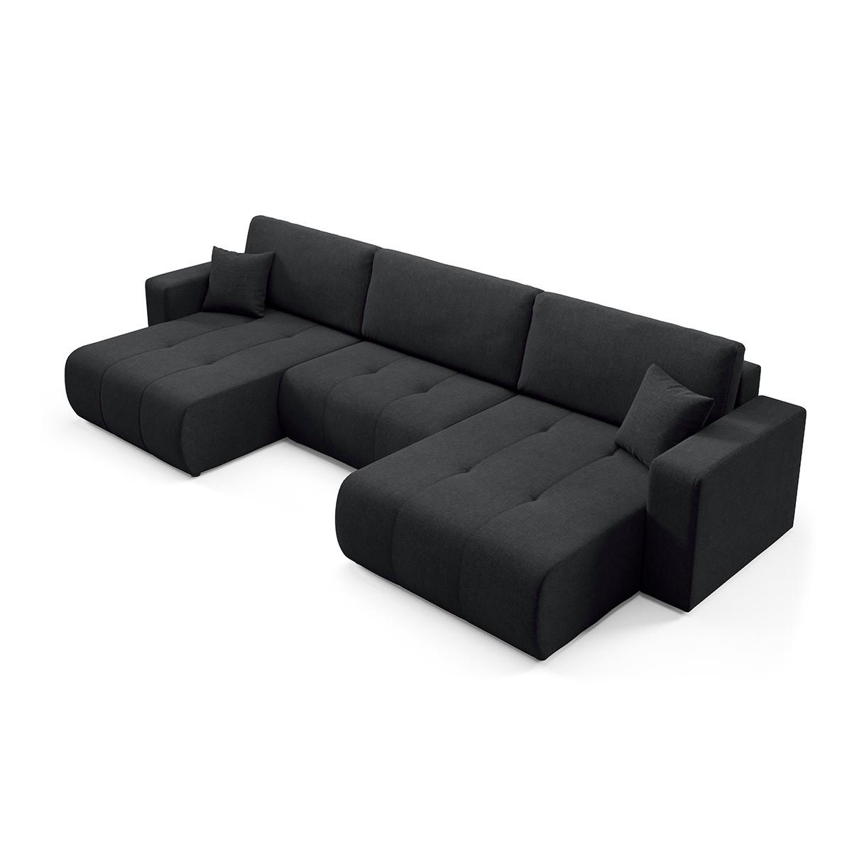 PANORAMASOFA Giulia 5 Sitzplätze Schwarz - Schwarz, Holz (344/82/149cm) - Petits-meubles