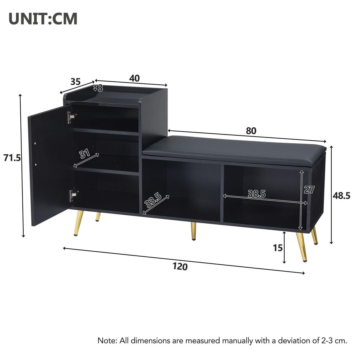 SCHUHSCHRANK Schwarz 120/35/71.5 CM - Schwarz, Holzwerkstoff (35/72/120cm) - Urban Meuble