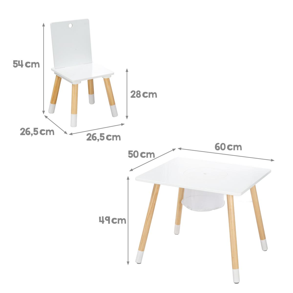 SITZGRUPPE mit Aufbewahrungsnetz - Weiß/Naturfarben, Holzwerkstoff/Textil (60/54/50cm) - Roba