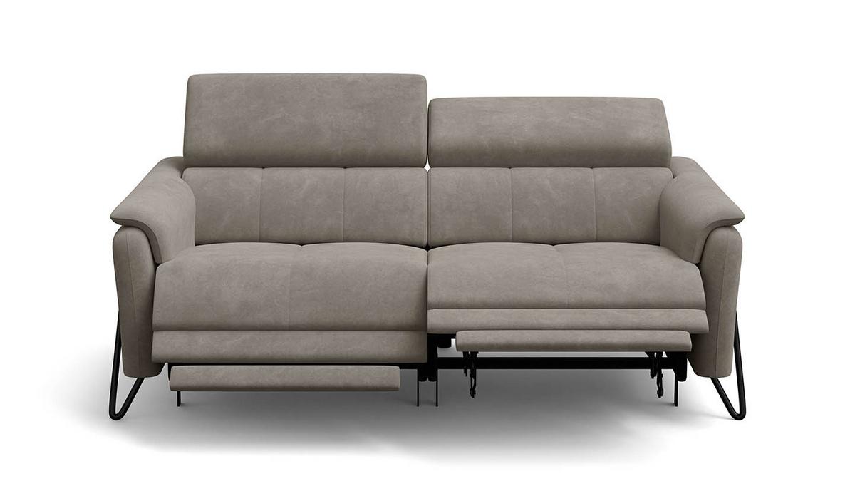 RELAXSOFA RODEN 3-Sitzer mit 2 Relax, beige, Veloursstoff - Beige, Holz/Textil (194/82/103cm) - Wozimo