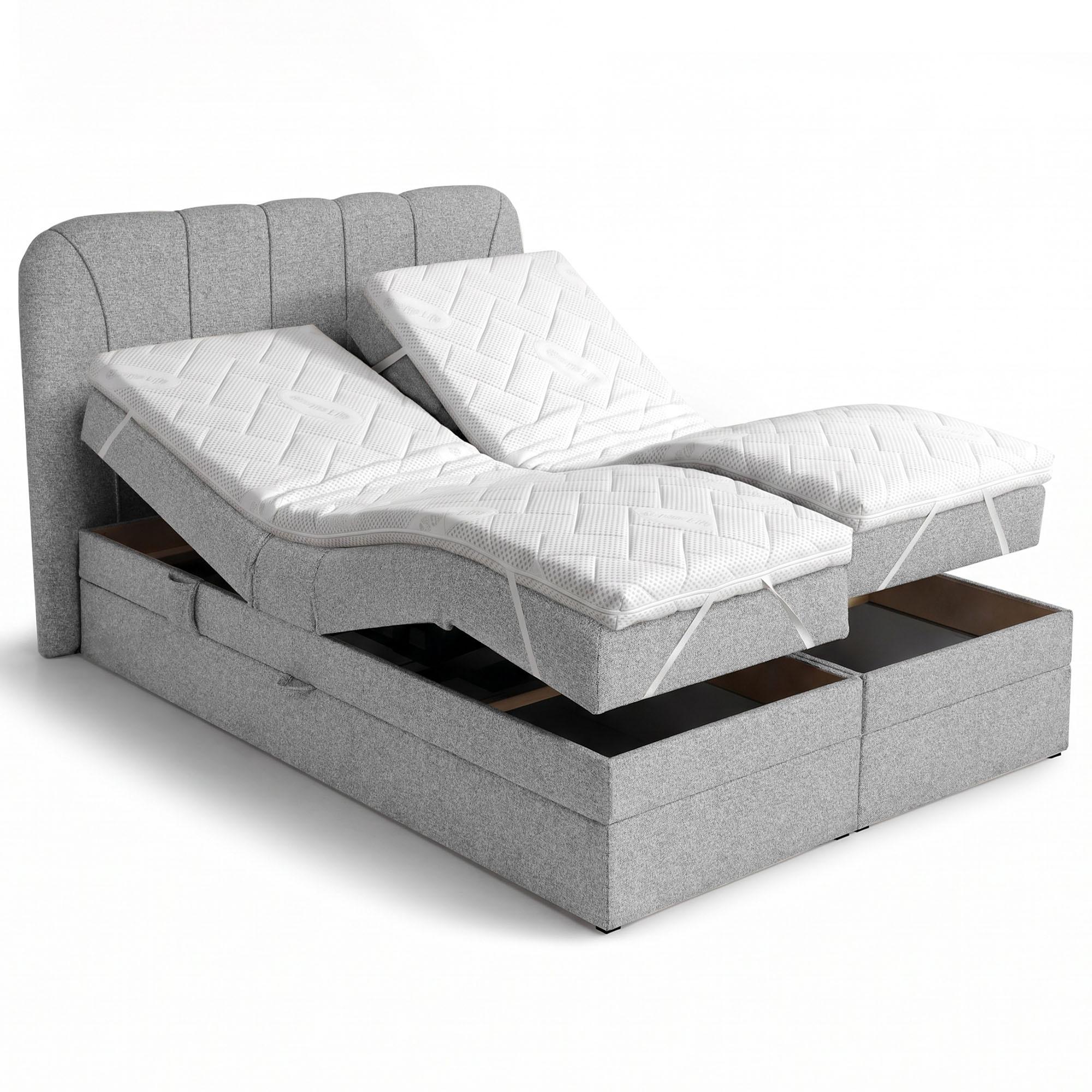 BOXSPRINGBETT Romeo mit elektrischer Matratzenverstellung, 160x200 cm, Grau - Grau, Textil (160/200cm) - Beautysofa
