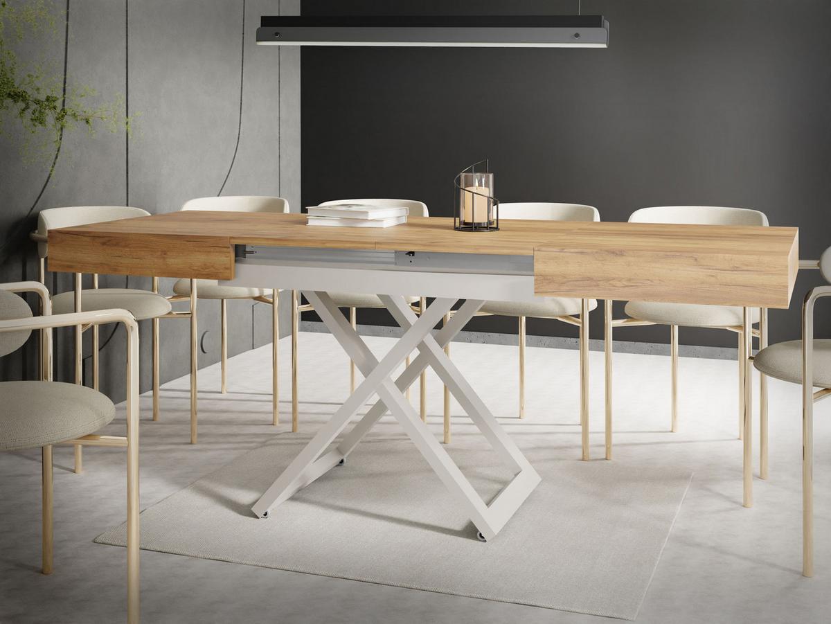 COUCHTISCH Cavetta U höhenverstellbar ausziehbar, Craft Eiche 120-200/80/27-76 cm - Kaschmir/Eiche Wotan, Holzwerkstoff/Metall (80/120/76cm) - WFL GROUP