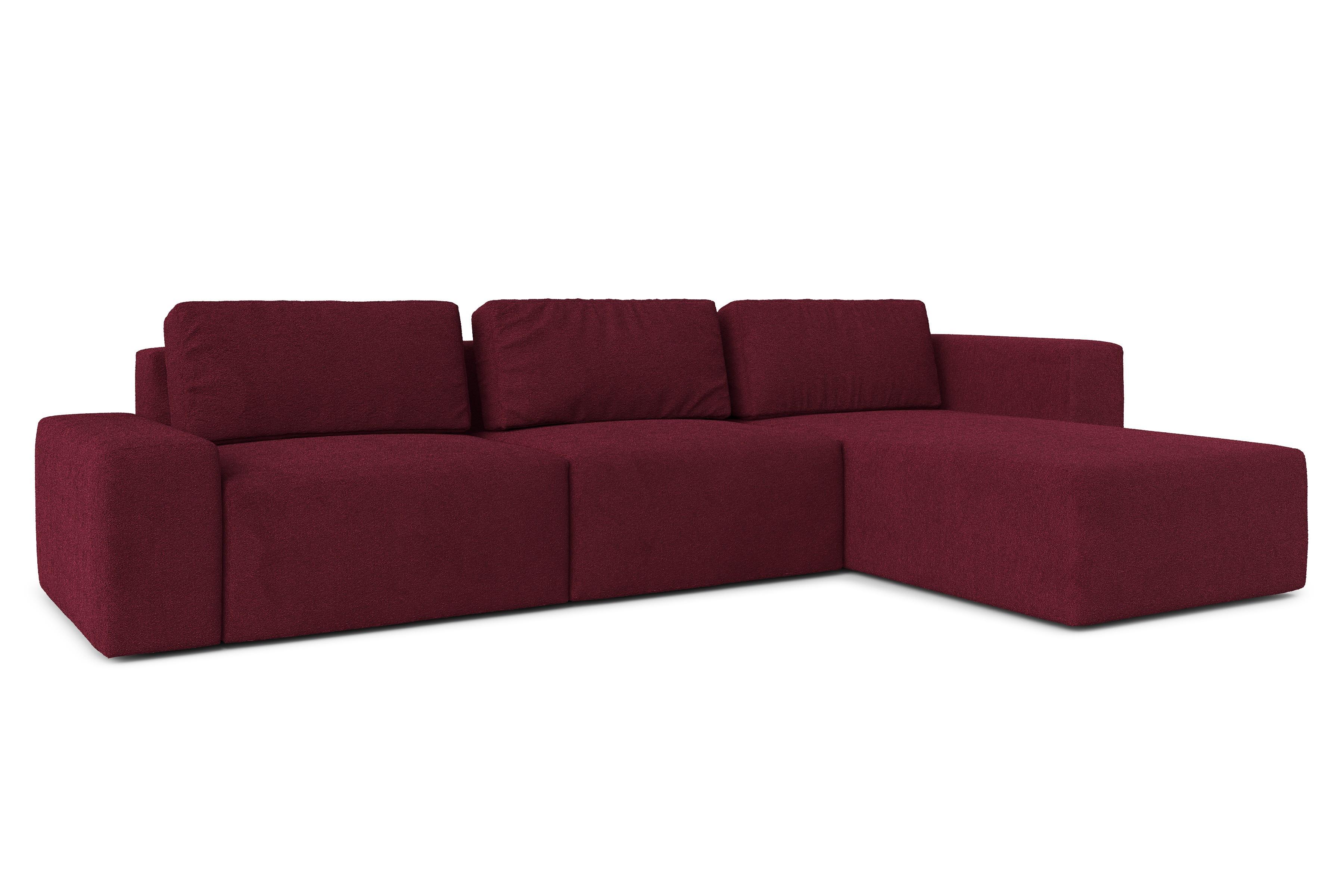 ECKSOFA L Form Arkleton Bordeaux 360/180/93 cm Rechts Bequem & Modern - Bordeaux/Schwarz, Kunststoff/Textil (360/180cm) - AX Living