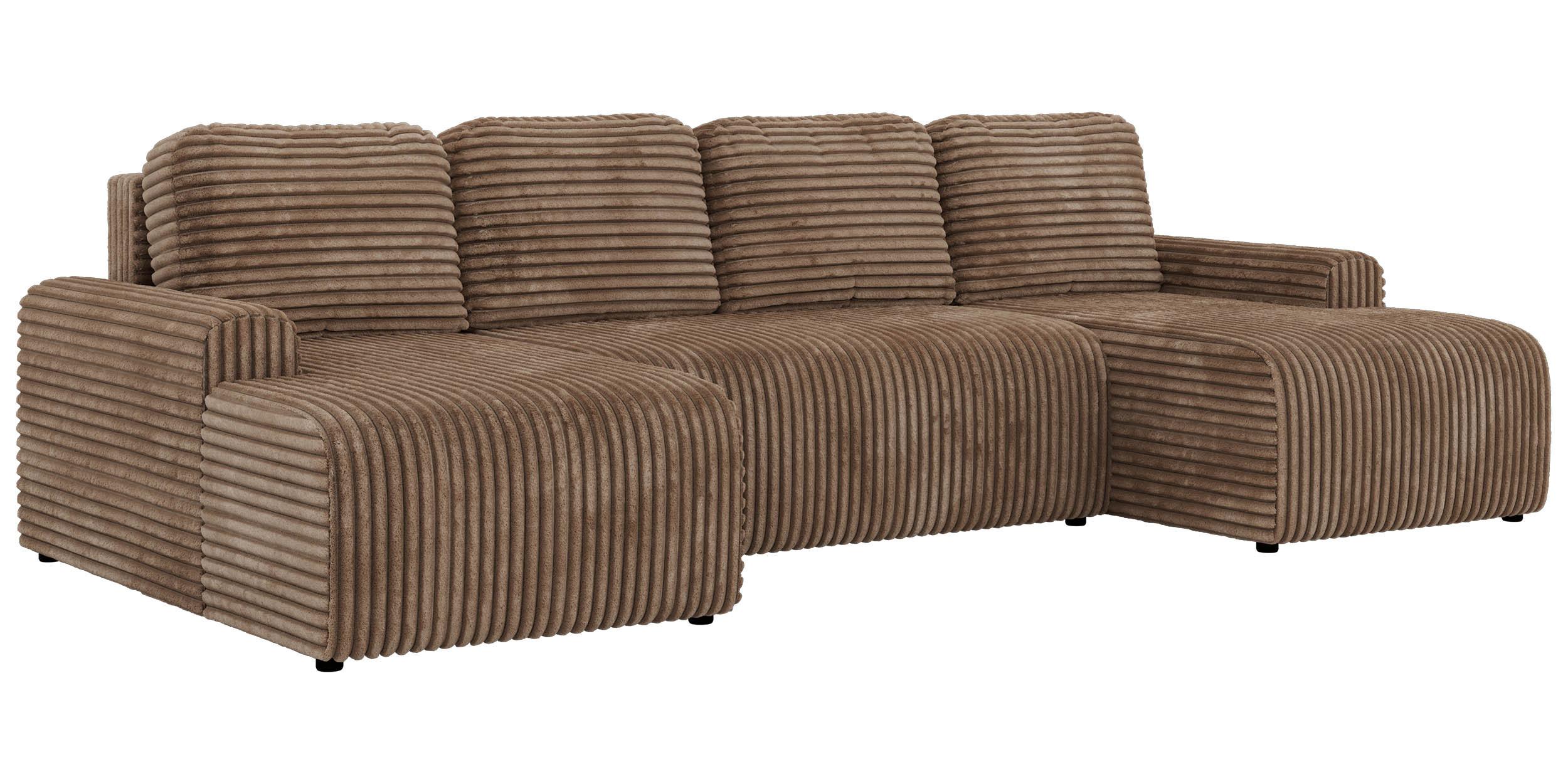 WOHNLANDSCHAFT NESSARO U Braun Cord - Schwarz/Braun, Kunststoff/Textil (312/92/151cm) - MKS