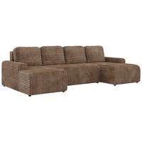 WOHNLANDSCHAFT NESSARO U Braun Cord - Schwarz/Braun, Kunststoff/Textil (312/92/151cm) - MKS