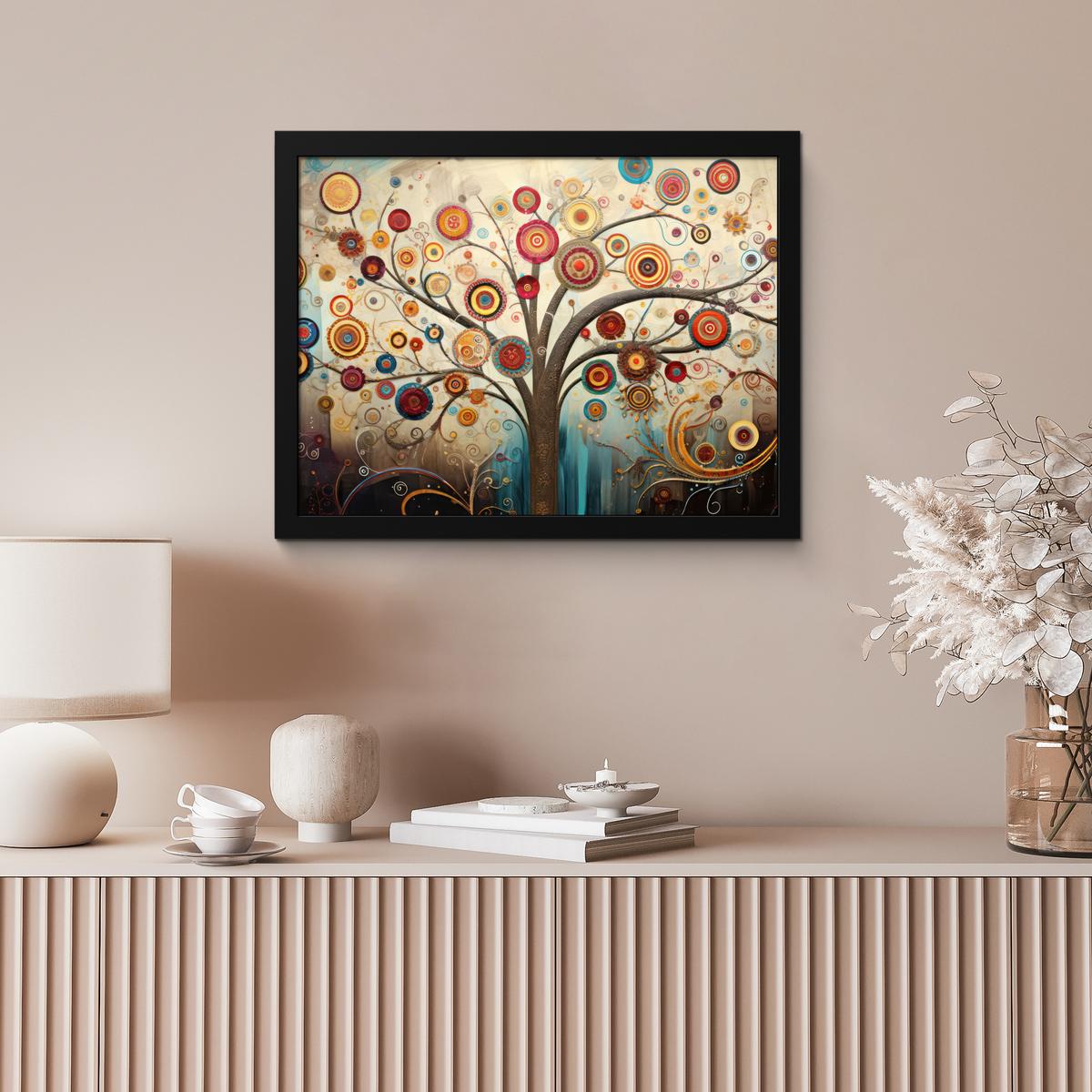POSTER MIT RAHMENGERAHMTES BILD Baum - Baum des Lebens - Farbe 40x30 cm - Braun, Papier (40/30cm) - MuchoWow