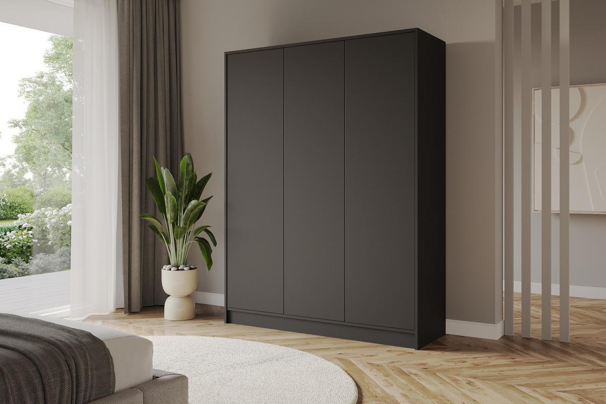 KLEIDERSCHRANK - GALA - 150 - Schwarz - Schwarz, Holzwerkstoff (150/200/51cm) - ALTDECOR