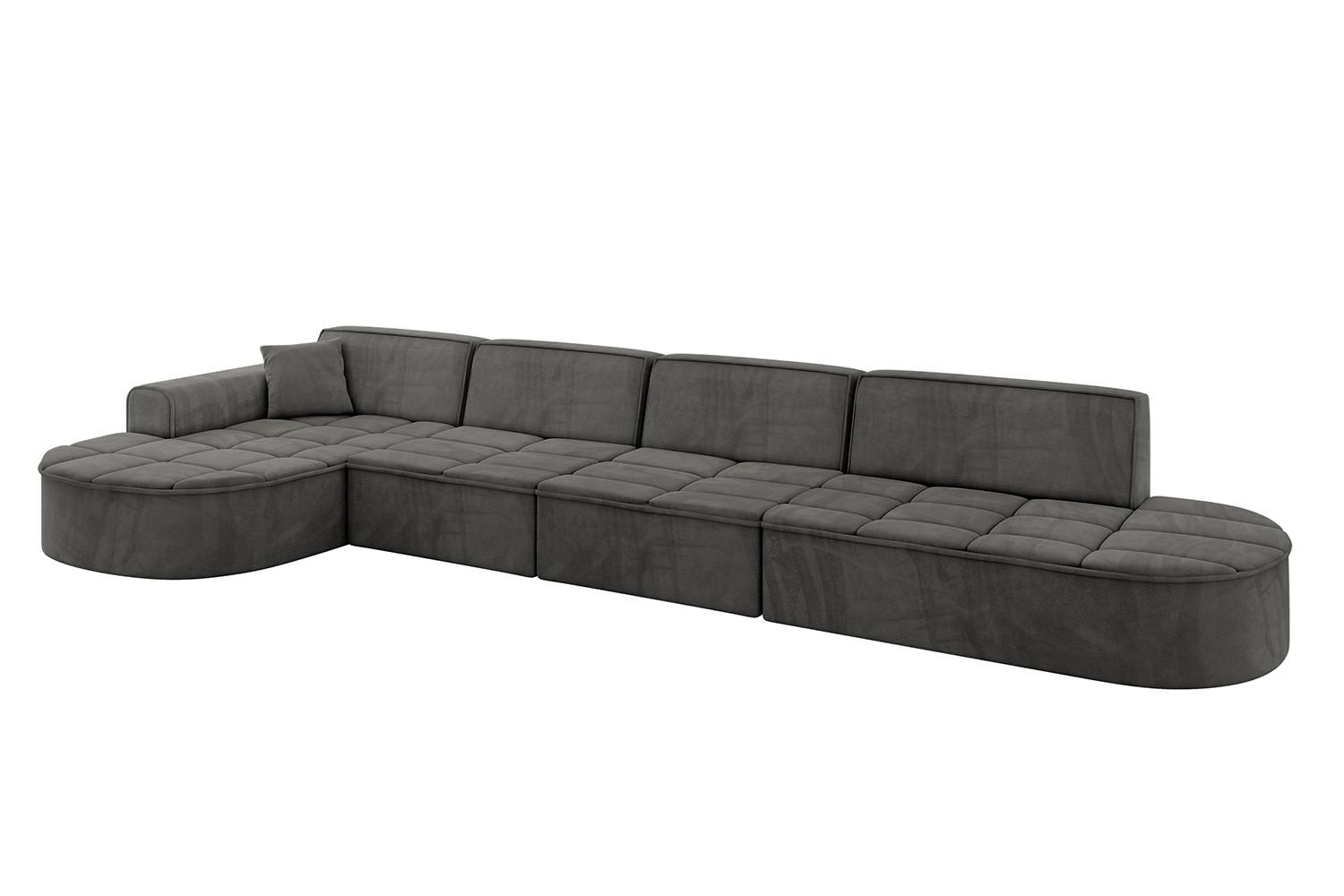 ECKSOFA Ottomane Links TARO-L3 - 413x171x79,5 cm Dunkelgrau - Dunkelgrau, Holzwerkstoff/Textil (413/171cm) - ALTDECOR