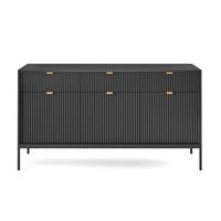 SIDEBOARD Vellore Schwarz 154 cm - Goldfarben/Schwarz, Holzwerkstoff/Metall (154/83/39cm) - Selsey