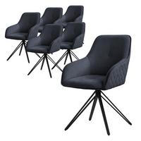 ESSZIMMERSTUHL 6er Set drehbar Anthrazit Webstoff - Anthrazit/Schwarz, Textil/Metall (61/84.5/57cm) - ML-DESIGN