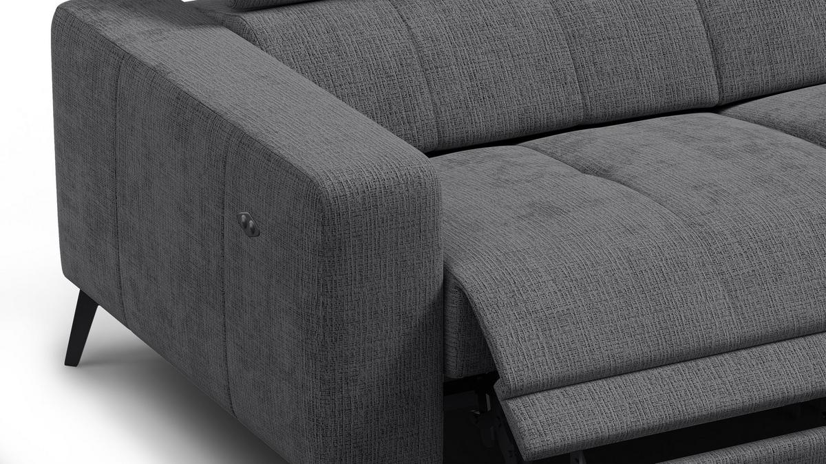 RELAXSOFA MORELLO 3-Sitzer, dunkelgrau, 2 x Relax Zero Gravity - Dunkelgrau, Holz/Textil (206/82/103cm) - Wozimo