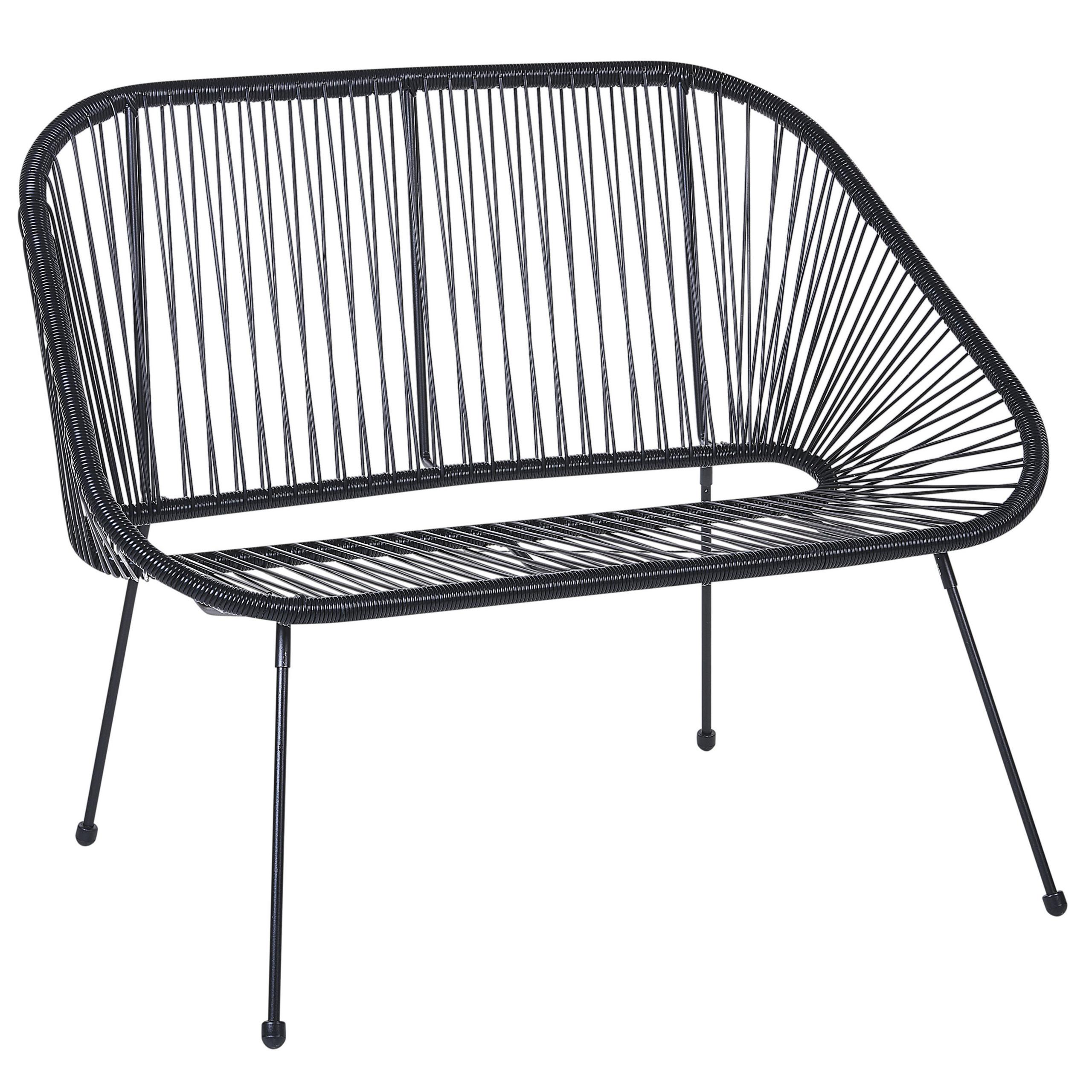 GARTENBANK Rattan schwarz 114 cm Acapulco - Schwarz, Kunststoff (114/88/78cm) - Beliani